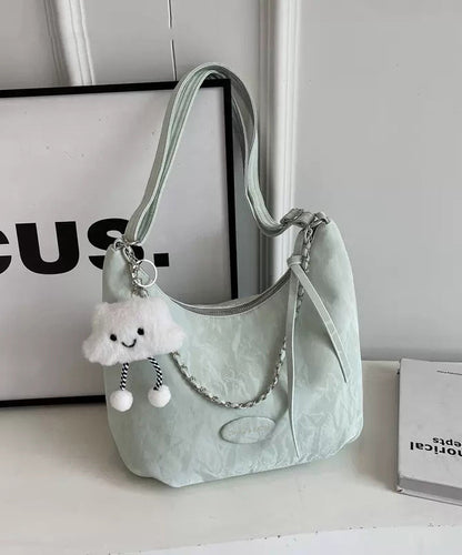 Women White Solid Durable Calf Leather Shoulder Bags