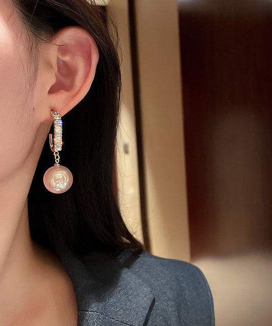 Pendientes colgantes de plata de ley blanca con circonitas y perlas para mujer