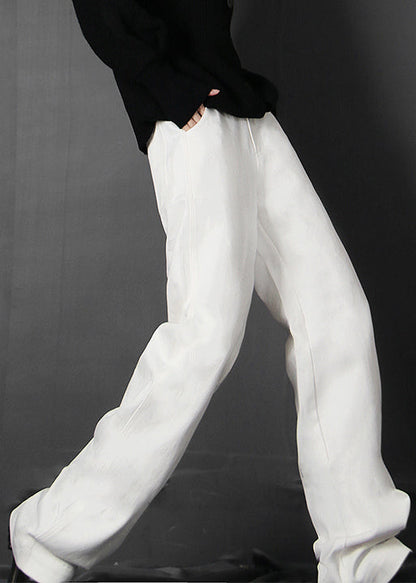 Frauen Weiß Zip Up Taschen denim Hosen Hosen Frühling