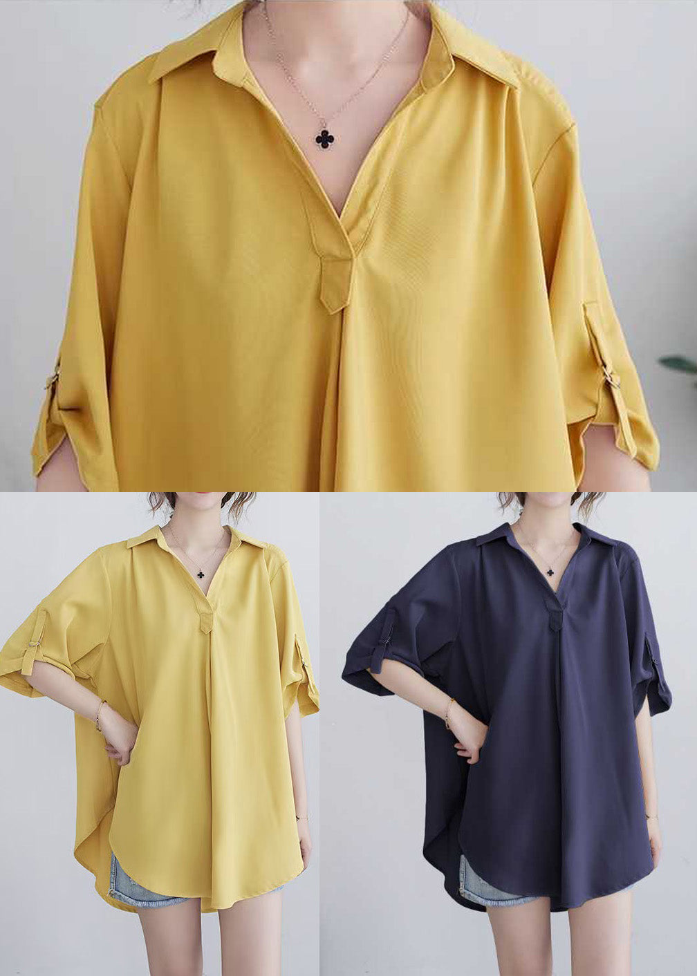 Women Yellow Oversized Cotton Shirt Summer