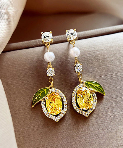 Women Zircon Silver Overgild Stud Earrings
