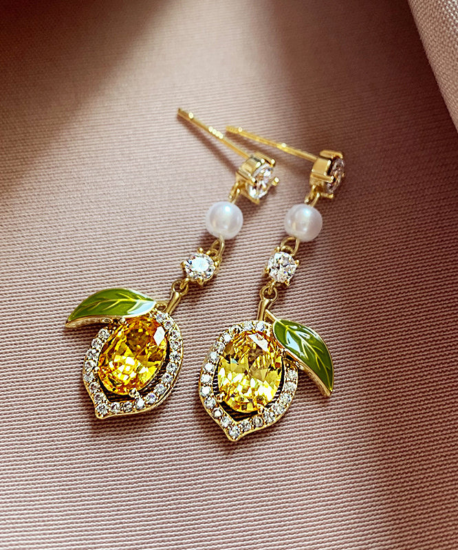 Women Zircon Silver Overgild Stud Earrings