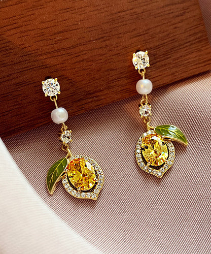 Women Zircon Silver Overgild Stud Earrings