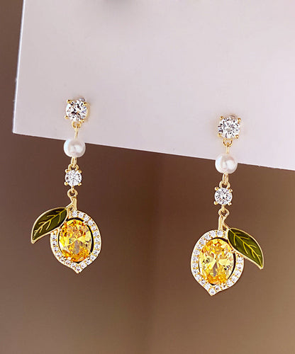 Women Zircon Silver Overgild Stud Earrings