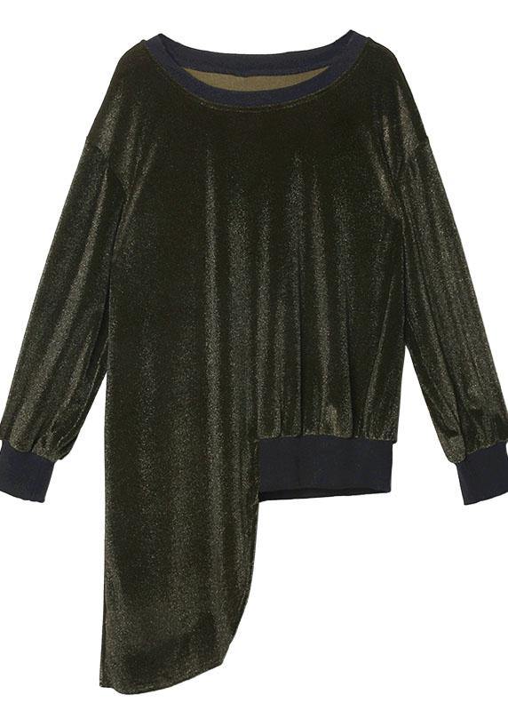 Women asymmetric o neck spring crane tops Photography black blouse - SooLinen