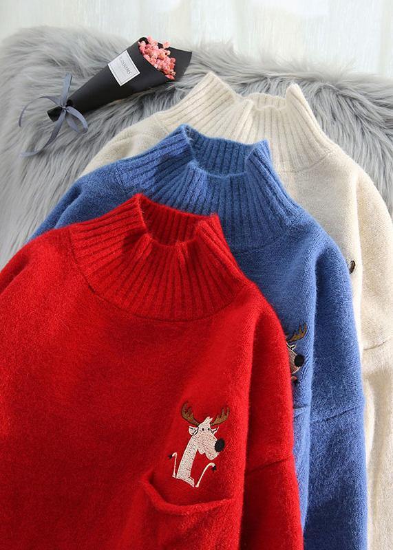 Women beige Sweater dresses Largo half high neck daily wild knit dresses - SooLinen