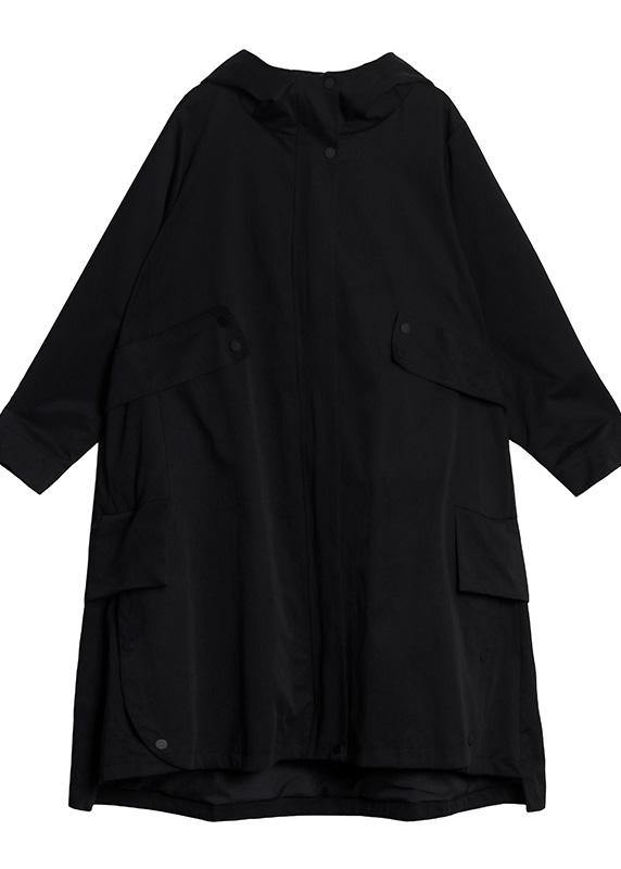 Women black Fine clothes Photography hooded zippered fall women coats - SooLinen