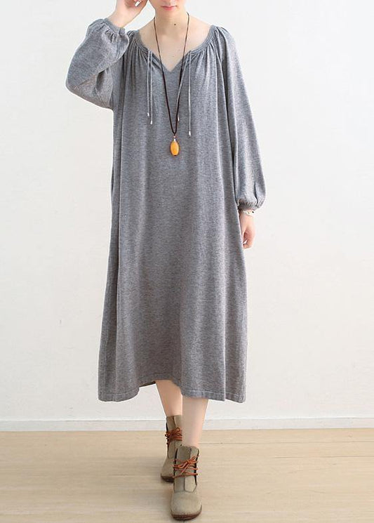 Women black Sweater dresses plus size o neck Cinched oversized fall knitwear - SooLinen