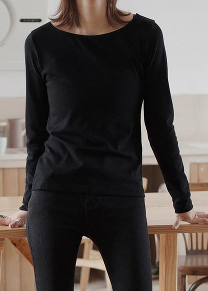 Women black cotton blouses for women wild Plus Size Clothing fall blouses - SooLinen