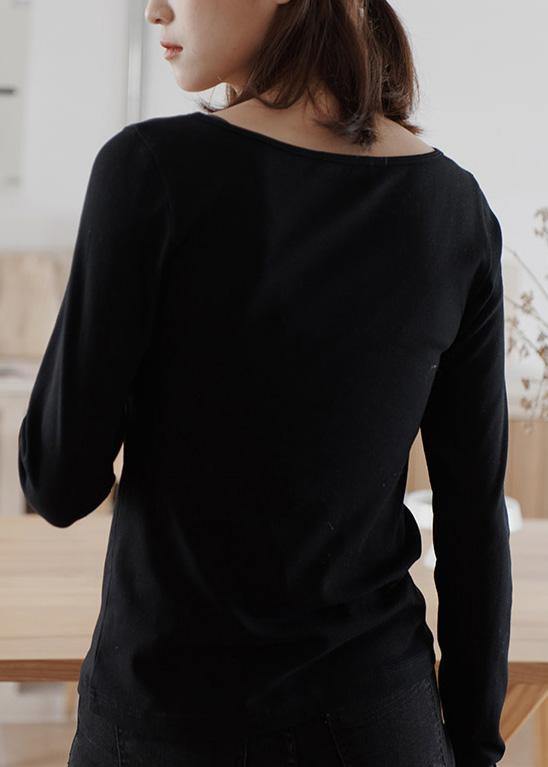 Women black cotton blouses for women wild Plus Size Clothing fall blouses - SooLinen