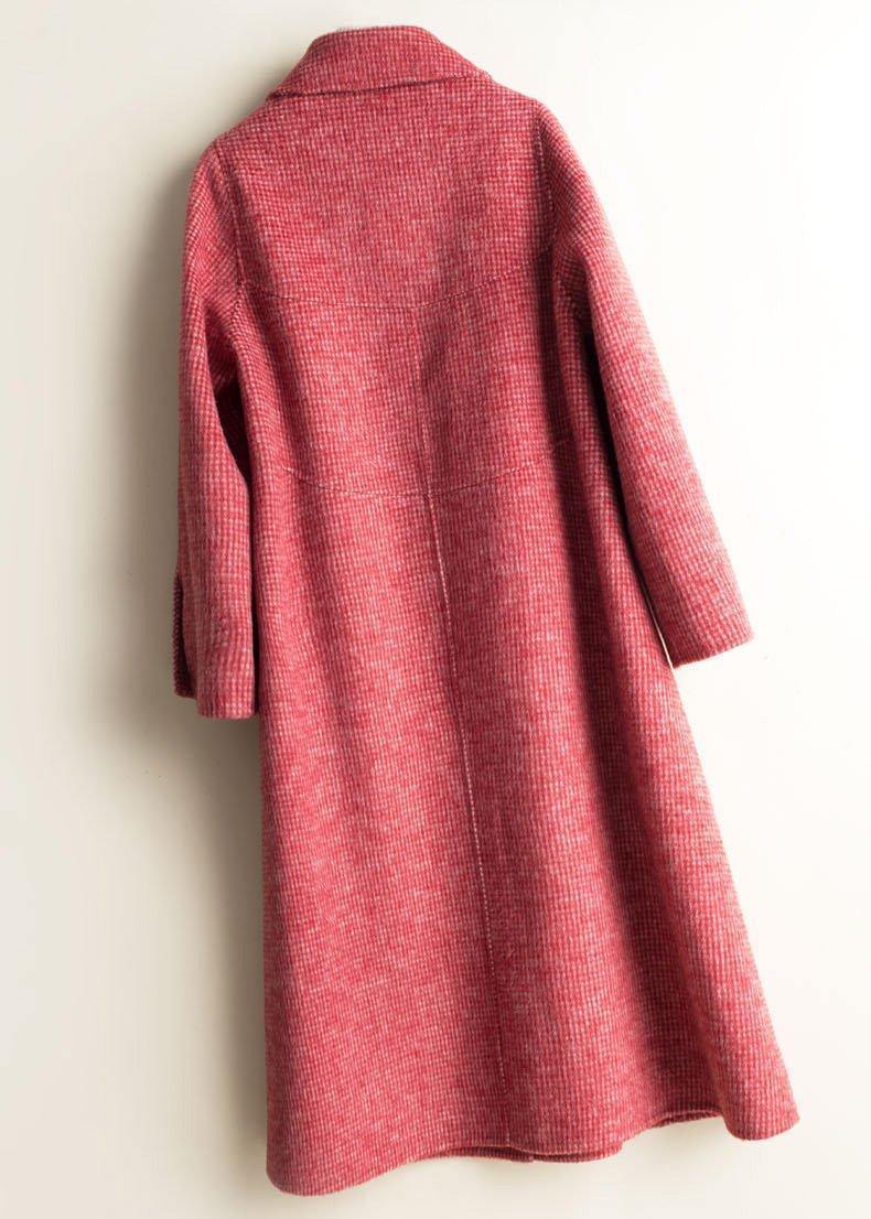 Women black plaid Fine tunic Woolen CoatsWork Peter pan Collar Button Down women Woolen Coats - SooLinen