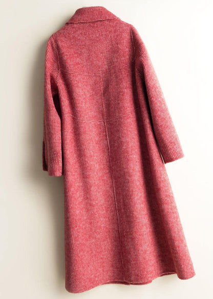 Women black plaid Fine tunic Woolen CoatsWork Peter pan Collar Button Down women Woolen Coats - SooLinen