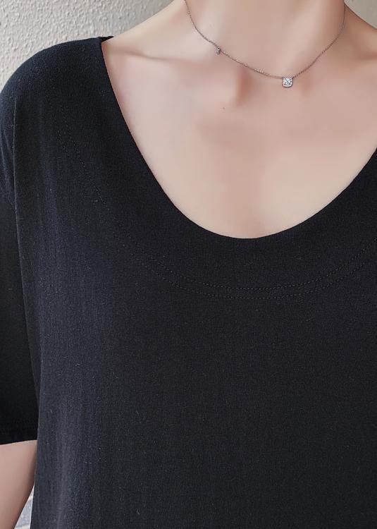 Women black quilting clothes o neck low high design Maxi Dresses - SooLinen