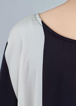 Women black white striped quilting clothes batwing sleeve o neck long summer Dresses - SooLinen