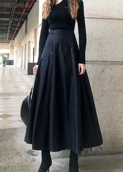 Frauen schwarz faltig taschen urlaub Röcke Frühling