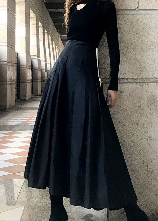 Frauen schwarz faltig taschen urlaub Röcke Frühling