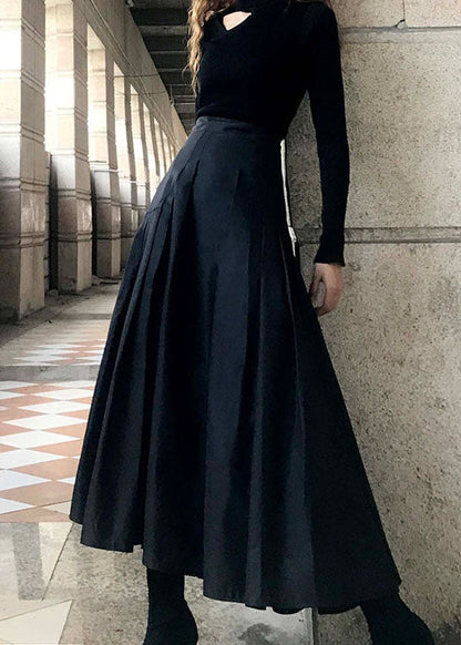 Frauen schwarz faltig taschen urlaub Röcke Frühling