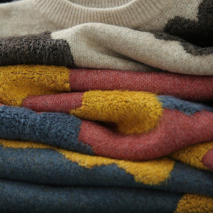 Women blue Cloud Knit Sweaters o neck false two pieces knitted pullover - SooLinen