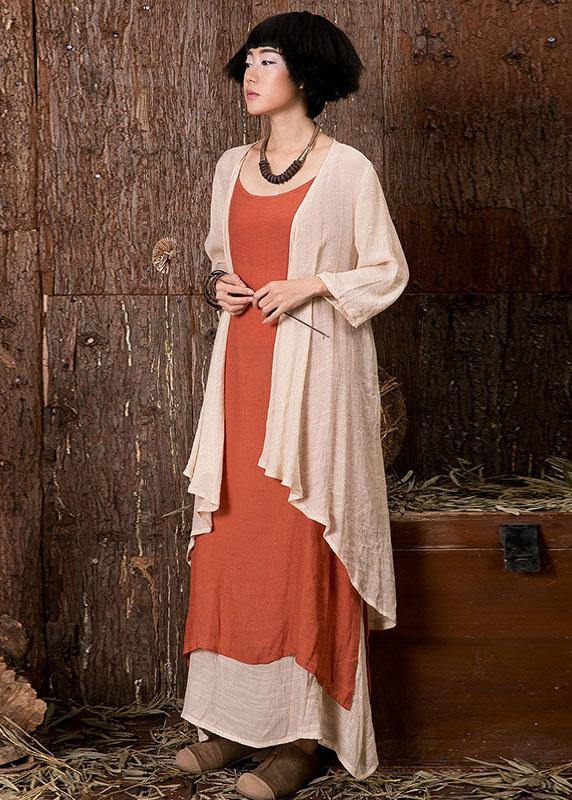 Women bracelet sleeved linen tops women Tunic Tops nude cardigan summer - SooLinen