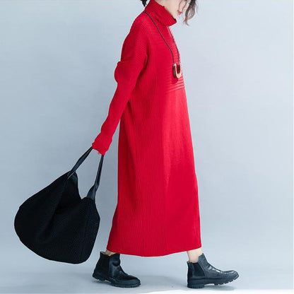 Lässige, lockere Maxi-Pulloverkleider mit hohem Halsausschnitt für Damen