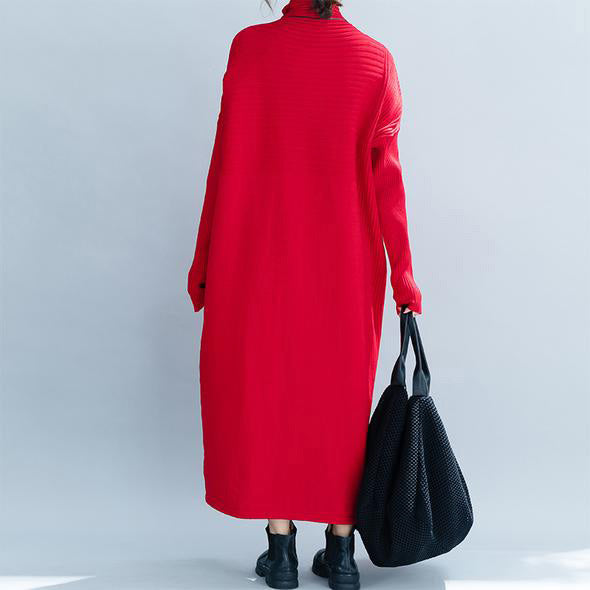Lässige, lockere Maxi-Pulloverkleider mit hohem Halsausschnitt für Damen