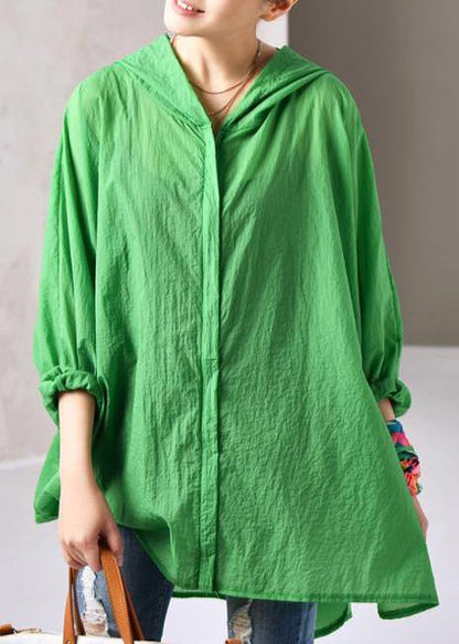 Women cotton Shirts Pakistani Green Summer Thin Sunlight Proof Coat - SooLinen