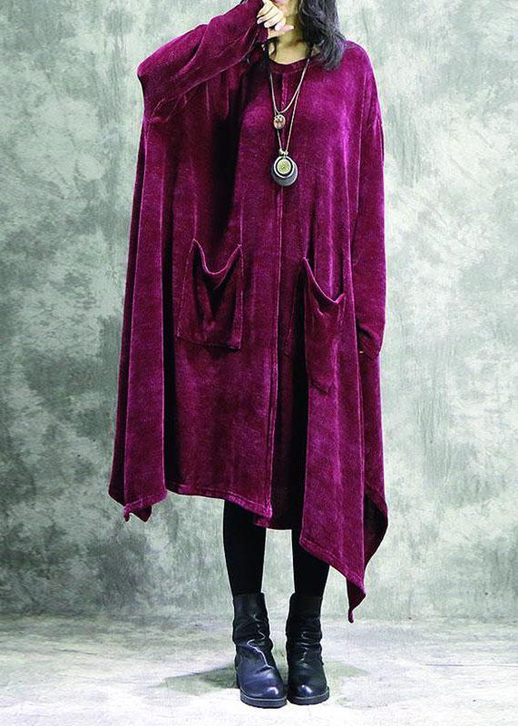 Damen Baumwoll-Steppkleider in Übergröße, Baggy, einfarbig, unregelmäßig, Damentaschen