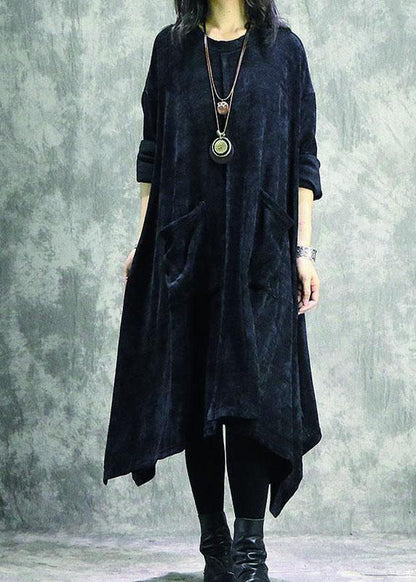 Damen Baumwoll-Steppkleider in Übergröße, Baggy, einfarbig, unregelmäßig, Damentaschen