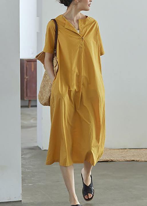 Women cotton tunic pattern Solid Color Elegant And Charming Dress - SooLinen