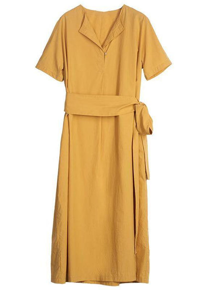 Women cotton tunic pattern Solid Color Elegant And Charming Dress - SooLinen