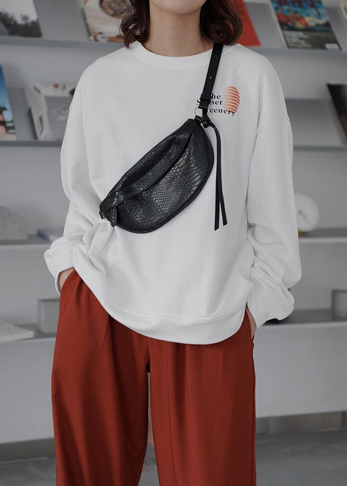 Women fall cotton o neck Long Shirts Fabrics white top - SooLinen