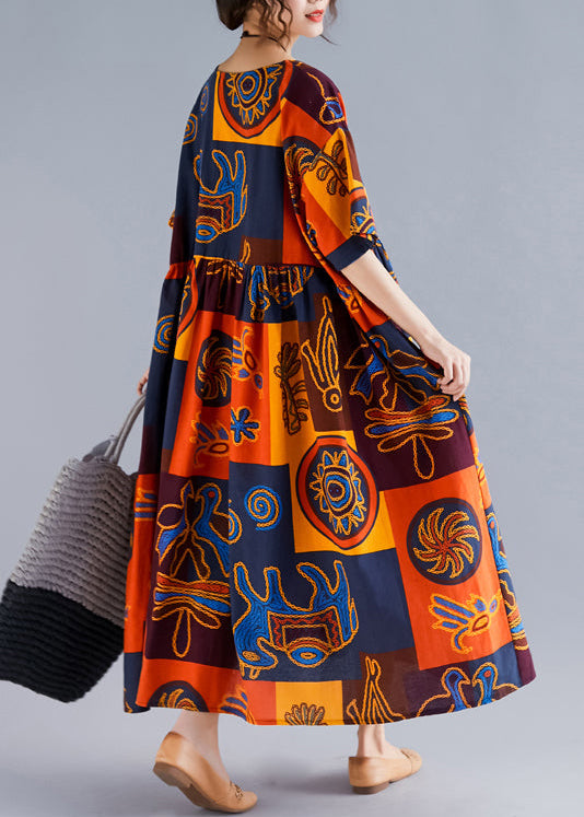 Frauen floral leinen Roben Pakistani Kleiderschränke o neck Cinched Art Sommer Kleider