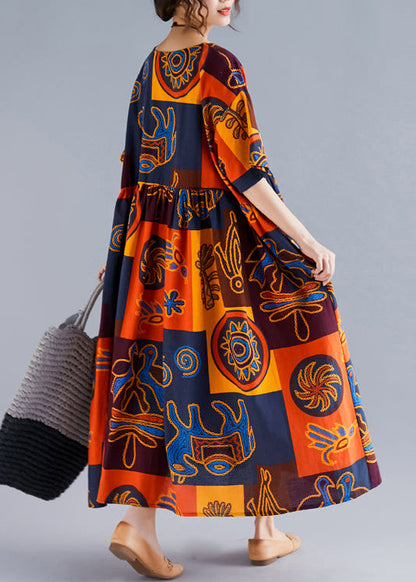 Frauen floral leinen Roben Pakistani Kleiderschränke o neck Cinched Art Sommer Kleider