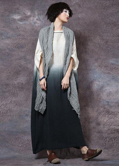 Women gradient color linen Robes Tunic Tops chocolate Dress summer - SooLinen