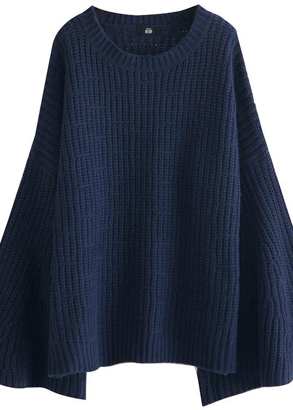 Women gray knitted top o neck flare sleeve plus size clothing knit sweat tops - SooLinen