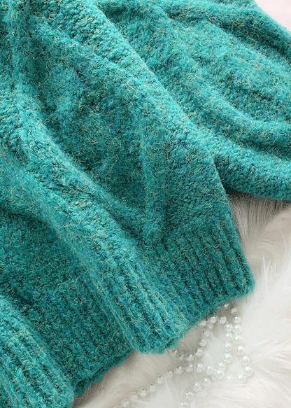 Women green Sweater dress outfit plus size high neck thick daily  knit dress - SooLinen