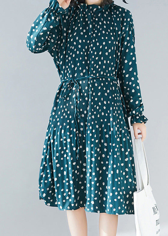 Grüne Chiffon-Kaftane für Damen. Damenstoffe, tailliertes A-Linien-Sommerkleid