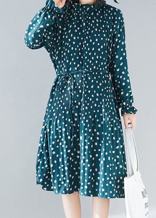Grüne Chiffon-Kaftane für Damen. Damenstoffe, tailliertes A-Linien-Sommerkleid