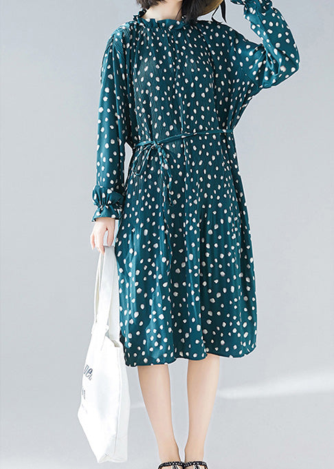 Grüne Chiffon-Kaftane für Damen. Damenstoffe, tailliertes A-Linien-Sommerkleid