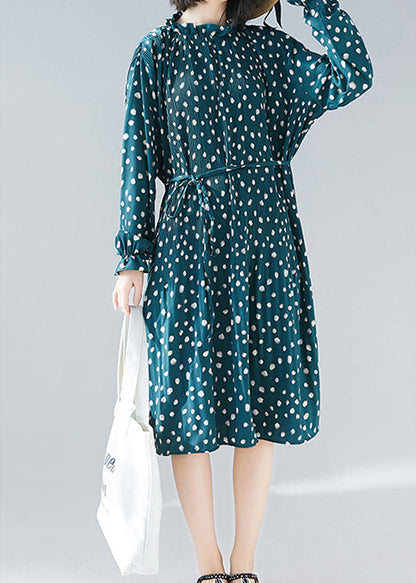 Grüne Chiffon-Kaftane für Damen. Damenstoffe, tailliertes A-Linien-Sommerkleid