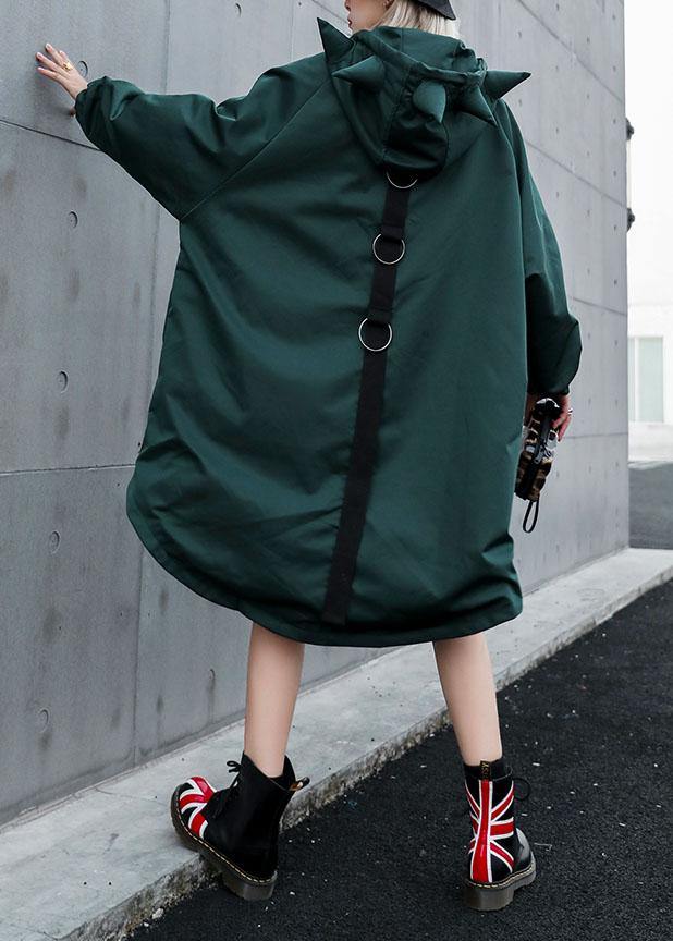 Women hooded Fine clothes green loose women coats fall - SooLinen