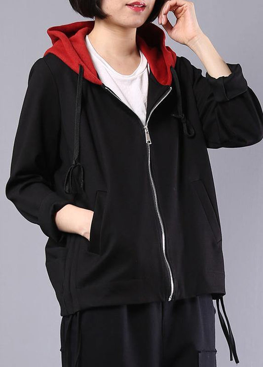 Women hooded cotton clothes Photography black coats fall - SooLinen