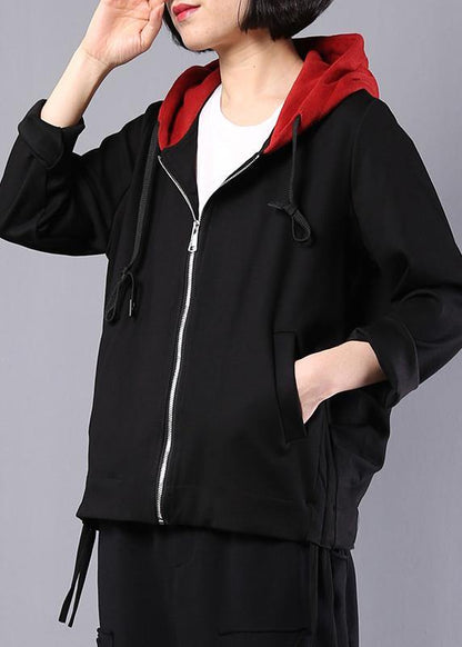 Women hooded cotton clothes Photography black coats fall - SooLinen