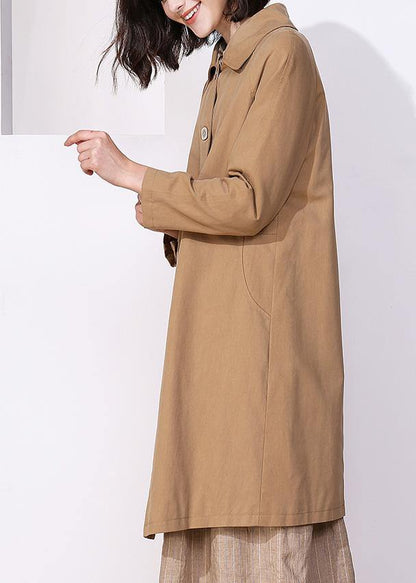 Women khaki fine trench coat Inspiration long sleeve spring jackets - SooLinen