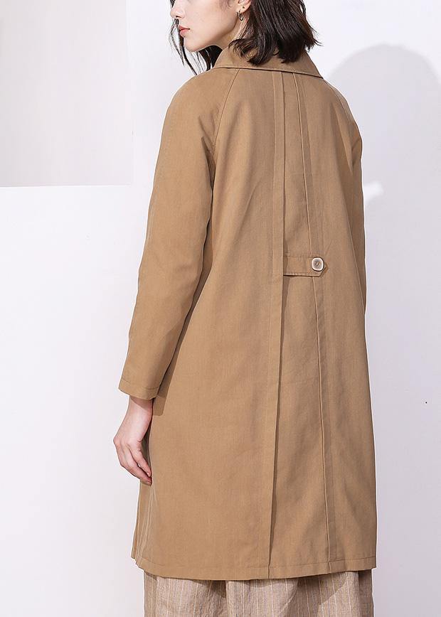 Women khaki fine trench coat Inspiration long sleeve spring jackets - SooLinen