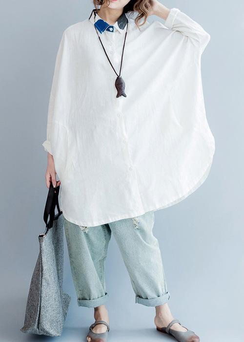 Women lapel Batwing Sleeve cotton box top 2019 Shape white oversized blouses Summer