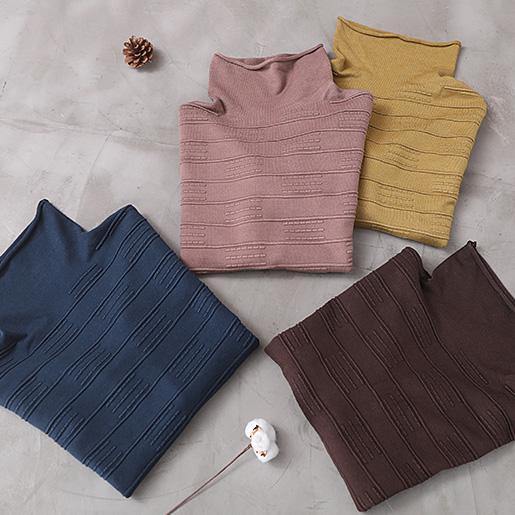 Women navy clothes For high neck thick plus size clothing knit sweat tops - SooLinen