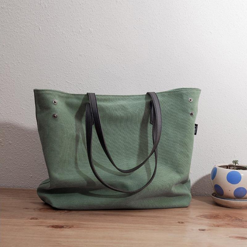 Women new Sweets Literary Pure Color Canvas Shoulder Bag - SooLinen