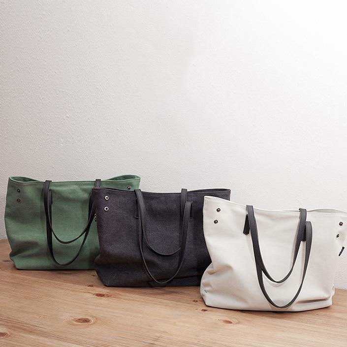 Women new Sweets Literary Pure Color Canvas Shoulder Bag - SooLinen