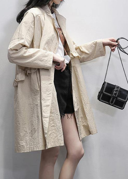 Women nude Plus Size clothes Tutorials Notched Ruffles coat - SooLinen